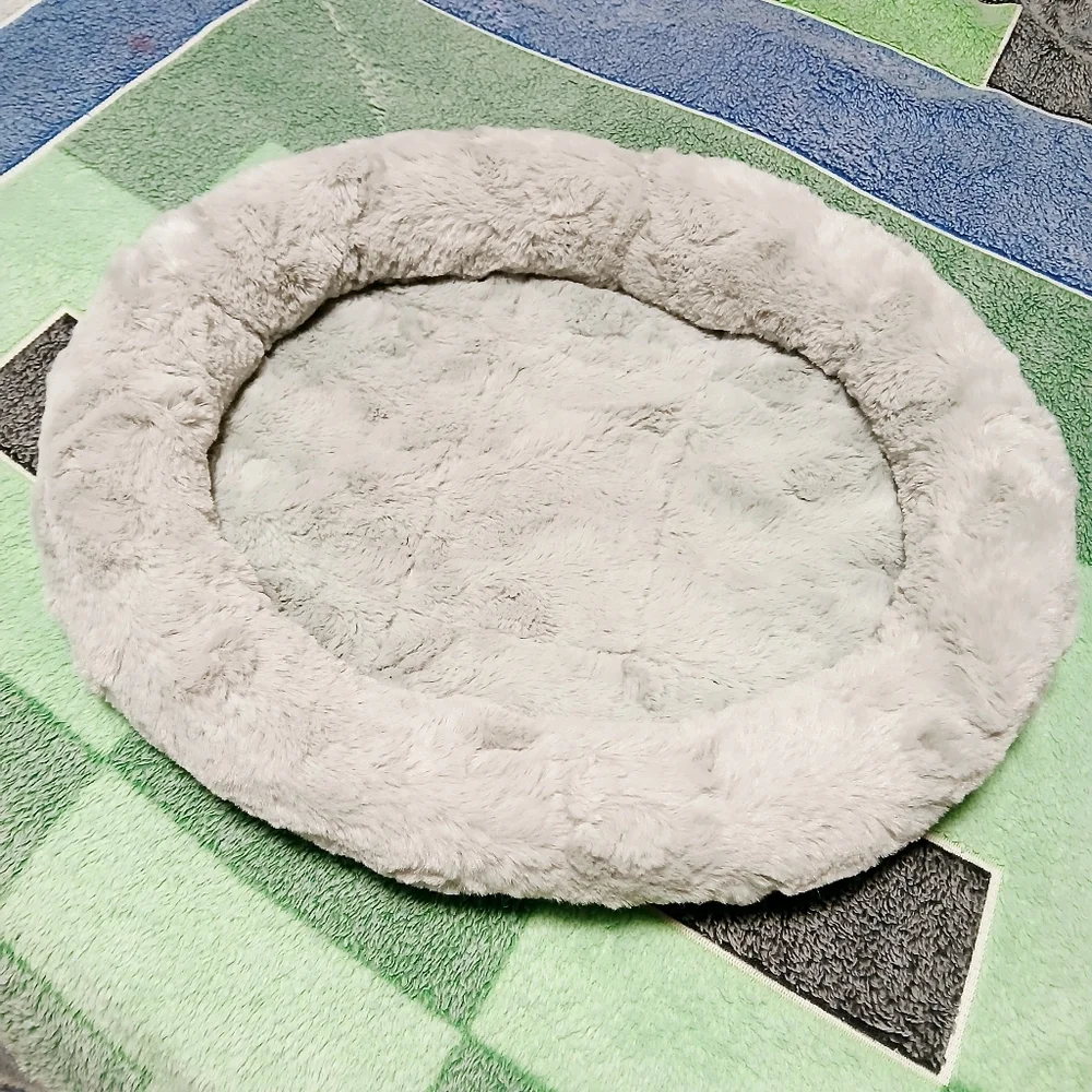 Faux Fur Self Warming Cat Bed 17x14 Gray